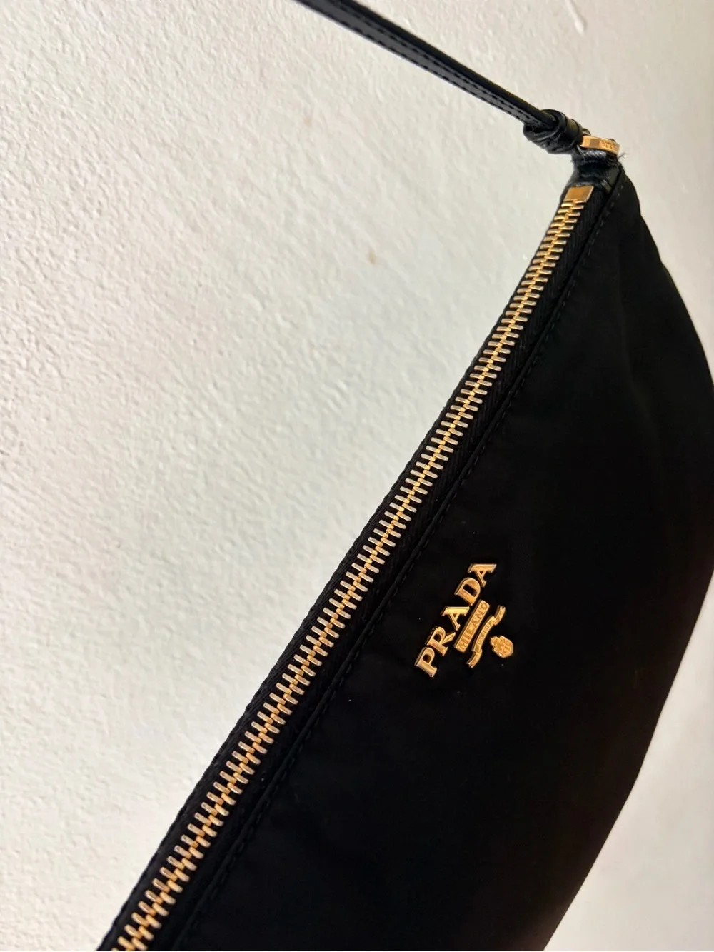 Prada Black Nylon Shoulder Bag with Gold-Tone Hardware - Picture 3 of 7